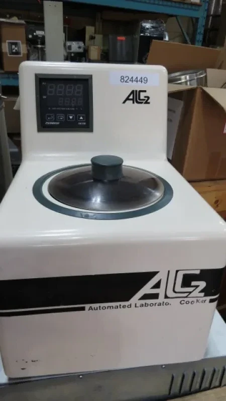 Automated Lab Starch Cooker - ALC-2 automated laboratory cooker allows accurate and repeatable cooking of starches and other chemicals, using microprocessor control. Cooking programs (up to 19) can be preloaded and run automatically. 10 amps at 120 volts power requirement.