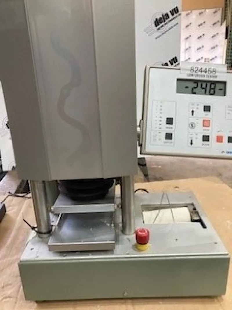 Digital Crush and Compression Tester - This crush compression tester features large Character LCD display, programming  for a range of tests, including FCT values. Load range is 10-1000 pounds force, speed 0-2 inches per minute.