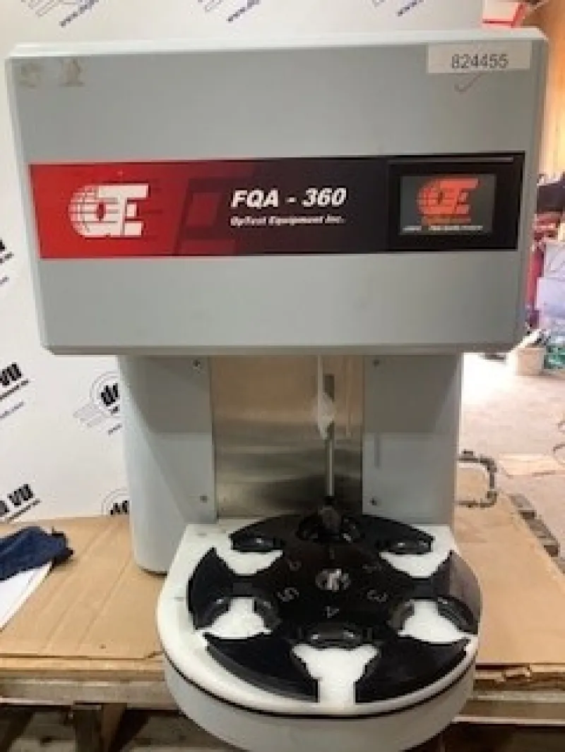 Fiber Quality Analyzer FQA-360 Fiber Quality Analyzer FQA-360 - The FQA rfiber quality analyzer quickly, precisely measures fiber length, width, curl, % numeric fines, and kink in dilute pulp samples. Optional software is available to measure mean fiber coarseness according to ISO 23713, Fiber Wall Thickness, hardwood/softwood blends, Degree of External Fiber Fibrillation, analyze shives and analyze vessel elements. The patented flow cell resists plugging or fouling and orients fibers for correct image analysis. The FQA meets or exceeds the specification of Tappi Test Method T271, PAPTAC B.4 and ISO 16065-1 and -2. This unit includes the optional 6 Beaker Carousel..